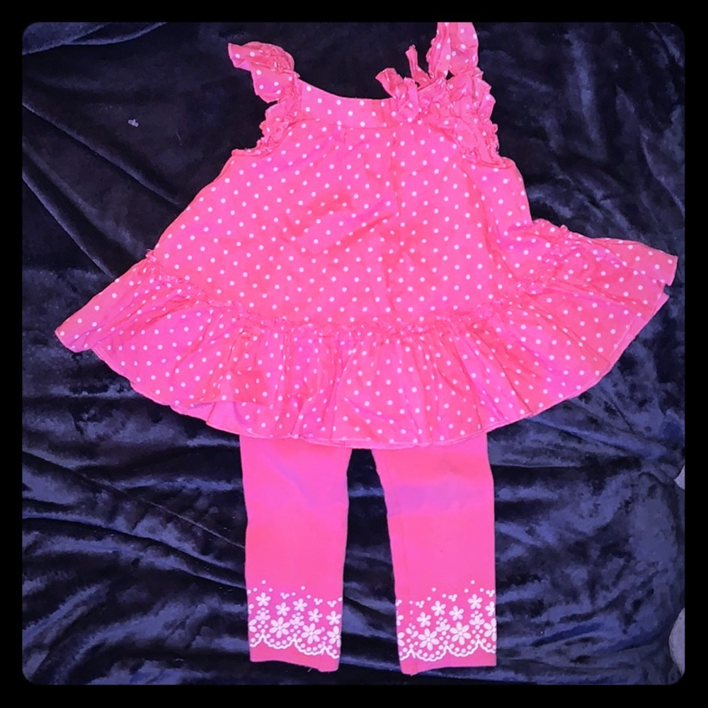 First impressions set pink polka dots, sz 18 mos